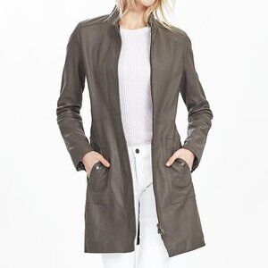 Banana Republic W’s Long Gray Leather Coat-Sz XS-$249-Perfect Condition!